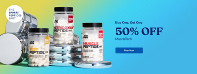 Buy One, Get one 50% Off MuscleTech. Shop Now. The Sports Peptides Spot. Three MuscleTech peptides items