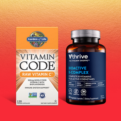 One Garden of Life vitamin c item and one Vthrive The Vitamin Shoppe B-complex item