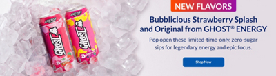 Ghost Energy Bubblicious Strawberry Splash and Original drinks