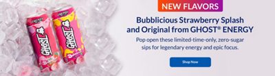 Ghost Energy Bubblicious Strawberry Splash and Original drinks