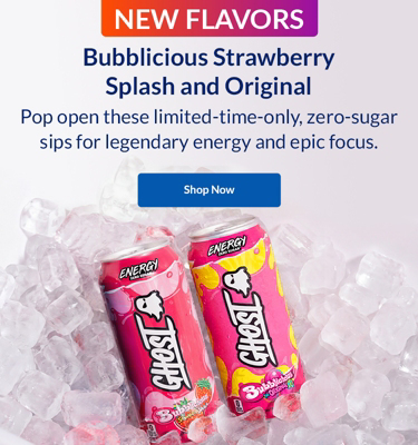 Ghost Energy Bubblicious Strawberry Splash and Original drinks