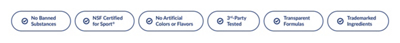 White banner with blue text