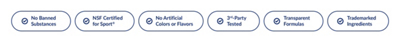 White banner with blue text