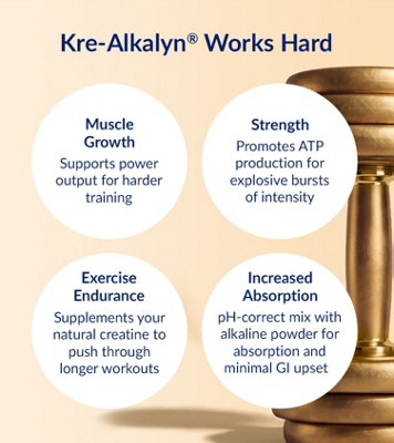 Kre-Alkalyn Creatine – pH-Buffered for Less GI Stress – Supports