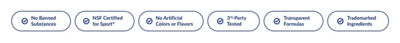 White banner with blue text