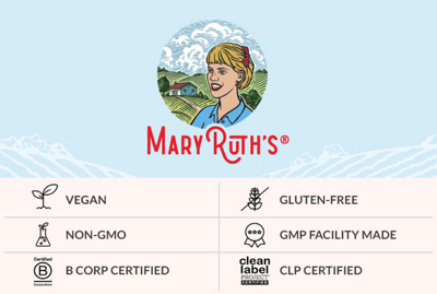 Light blue background with Maryruth's brand logo.